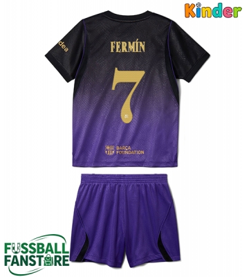 Barcelona Fermin Lopez #7 Replik Auswärtstrikot Kinder 2026-27 Kurzarm (+ Kurze Hosen)